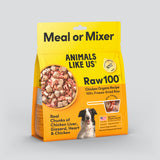 Package of Animals Like Us Raw100 Chicken Organs Recipe freeze-dried raw dry dog food meal or mixer.