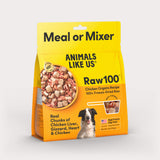 Package of Animals Like Us Raw100 Chicken Organs Recipe freeze-dried raw dry dog food meal or mixer.