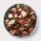 Bowl full of Animals Like Us RawMix25 Beef Organs Recipe freeze-dried raw dry dog food.