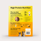 Back of package of Animals Like Us RawMix50 Chicken Organs Recipe freeze-dried raw dry dog food.