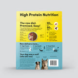 Back of package of Animals Like Us RawMix50 Beef Organs Recipe freeze-dried raw dry dog food.