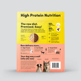 Back of package of Animals Like Us RawMix50 Ocean Fish and Salmon Recipe freeze-dried raw dry dog food.