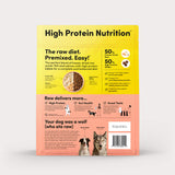 Back of package of Animals Like Us RawMix50 Ocean Fish and Salmon Recipe freeze-dried raw dry dog food.