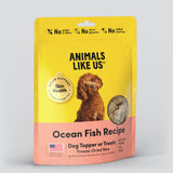 Package of Animals Like Us Ocean Fish Recipe dog topper or treats.