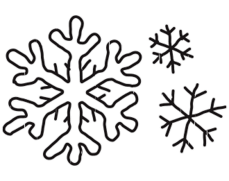 Illustration of three snowflakes on a white background